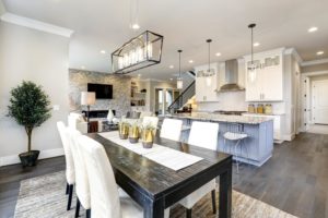 new kitchen renovation with bright lighting fixtures